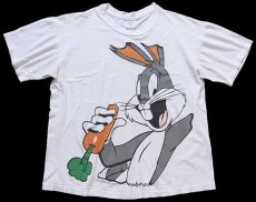 画像1: 90s USA製 WARNER BROS LOONEY TUNES バッグスバニー コットンTシャツ 白 L (1)