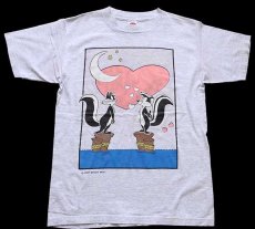 画像2: 90s USA製 WARNER BROS LOONEY TUNES PEPE LE PEWペペルピュー コットンTシャツ 杢ライトグレー (2)