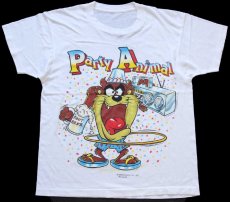 画像2: 80s WARNER BROS LOONEY TUNES タズマニアンデビル Party Animal Tシャツ 白 (2)