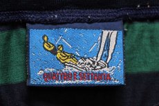 画像5: 90s イタリア製 QUATTRO E SETTANTA ロゴ刺繍 ボーダー コットン ポケットTシャツ 緑×紺 (5)