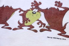 画像4: 90s Warner Bros LOONEY TUNES タズマニアンデビル 両面プリント コットンTシャツ 白 (4)