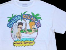 画像1: SPRING BREAK '93 MTV BEAVIS AND BUTT-HEAD ビーバス＆バットヘッド コットンTシャツ 白 L (1)