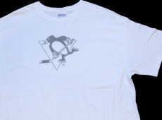 画像1: 00s Hanes NHL Pittsburgh Penguins verizon wireless 両面プリント コットンTシャツ 白 XL (1)