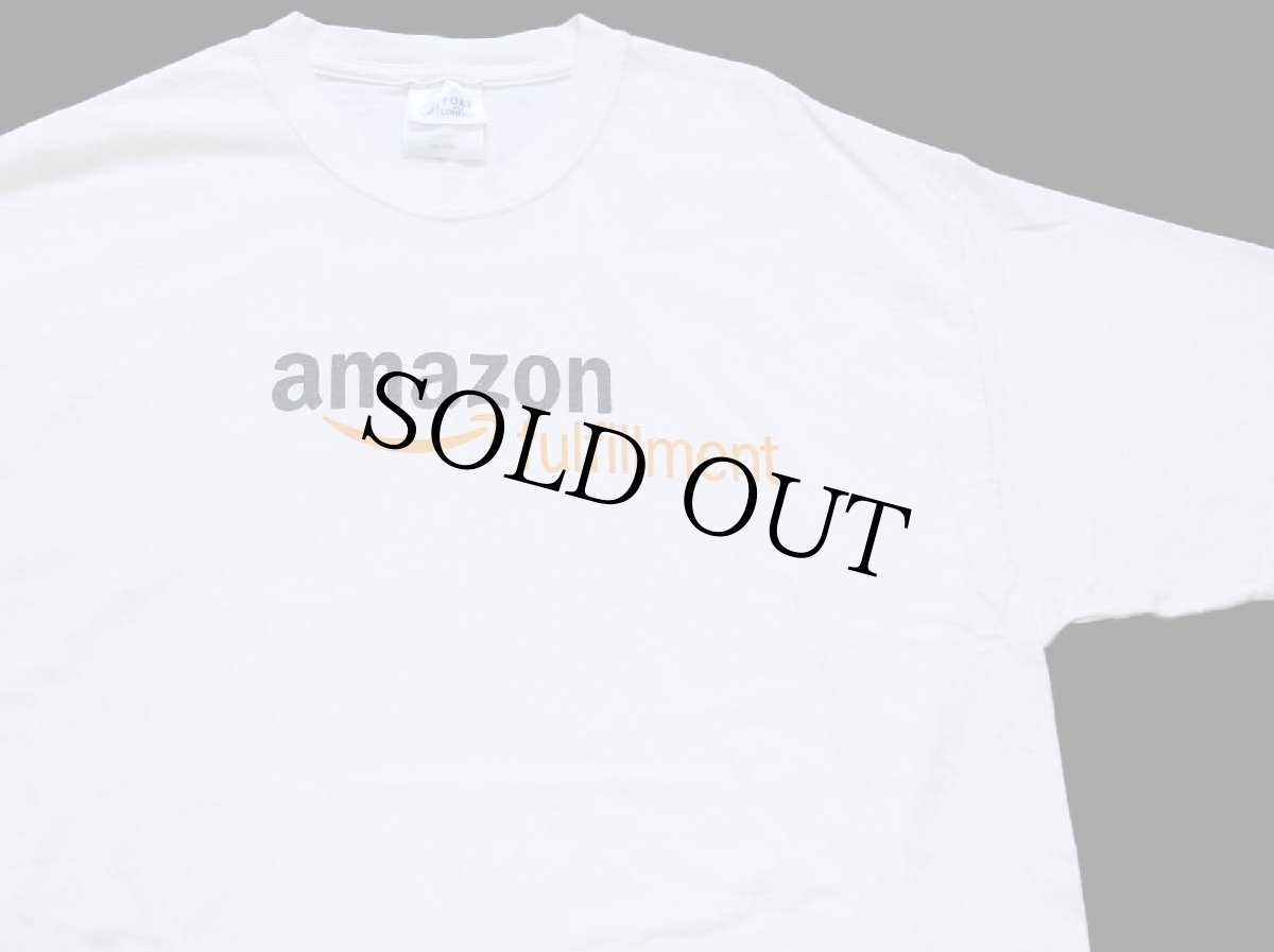 画像1: 00s amazon fulfillment アマゾン ロゴ Work Hard. Have Fun. Make History. 両面プリント コットンTシャツ 白 L (1)