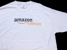 画像1: 00s amazon fulfillment アマゾン ロゴ Work Hard. Have Fun. Make History. 両面プリント コットンTシャツ 白 L (1)