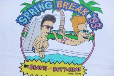 画像4: SPRING BREAK '93 MTV BEAVIS AND BUTT-HEAD ビーバス＆バットヘッド コットンTシャツ 白 L (4)