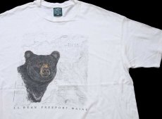 画像1: 90s USA製 L.L.BEAN FREEPORT,MAINE ベア 地形図 コットンTシャツ 白 XXL★特大 (1)