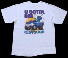 画像1: 90s USA製 Ford F150 TOUGH U GOTTA BEE フォード 両面プリント コットンTシャツ 白 XL (1)