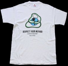 画像2: 90s USA製 RESPECT YOUR MOTHER EARTH DECADE 1990-2000 アート コットンTシャツ 白 L (2)