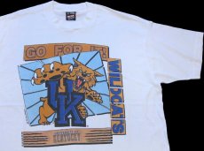 画像1: 90s USA製 GO FOR IT! WILDCATS UNIVERSITY OF KENTUCKY マスコット Tシャツ 白 XL (1)