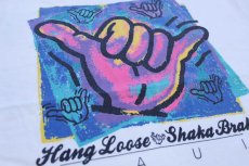 画像4: 90s メキシコ製 Hanes Hang Loose Shaka Brah MAUI アート コットンTシャツ 白 L (4)