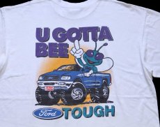 画像4: 90s USA製 Ford F150 TOUGH U GOTTA BEE フォード 両面プリント コットンTシャツ 白 XL (4)