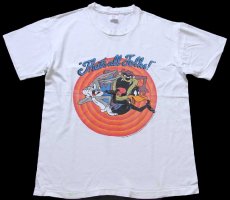 画像2: 90s USA製 Warner Bros LOONEY TUNES That's all Folks バッグスバニー ダフィーダック タズマニアンデビル コットンTシャツ 白 L (2)