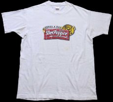 画像2: 90s USA製 Dr.Pepperドクターペッパー Nicholas MOTORMOBILIA ロゴ 両面プリント コットンTシャツ 白 XL (2)