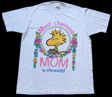 画像2: 80s USA製 ウッドストック Most Charming MOM in the world! ラメプリント Tシャツ 杢グレー L (2)