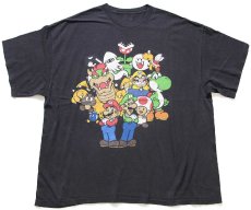 画像2: SUPER MARIO スーパーマリオ ルイージ クッパ ヨッシー ピノキオ クリボー ワリオ キャラクター コットンTシャツ 黒 2XL★特大 (2)