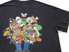 画像1: SUPER MARIO スーパーマリオ ルイージ クッパ ヨッシー ピノキオ クリボー ワリオ キャラクター コットンTシャツ 黒 2XL★特大 (1)