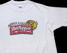 画像1: 90s USA製 Dr.Pepperドクターペッパー Nicholas MOTORMOBILIA ロゴ 両面プリント コットンTシャツ 白 XL (1)