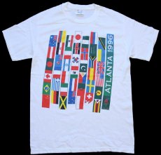 画像2: 90s Championチャンピオン Atlanta 1996 Olympicオリンピック 万国旗 両面プリント コットンTシャツ 白 M (2)