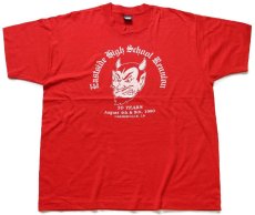 画像2: 90s USA製 Eastside High School Reunion デビル 両面ひび割れプリント Tシャツ 赤 XXL★特大 (2)