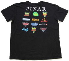 画像1: DISNEYディズニー PIXAR TOY STORYトイストーリー MONSTERS,INC.モンスターズインク Carsカーズ ムービー ロゴ コットンTシャツ 黒 L (1)