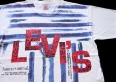 画像1: 90s イタリア製 Levi'sリーバイス オールオーバープリント コットンTシャツ 白 XL★ユーロ (1)