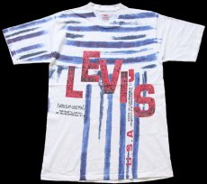 画像2: 90s イタリア製 Levi'sリーバイス オールオーバープリント コットンTシャツ 白★ユーロ (2)