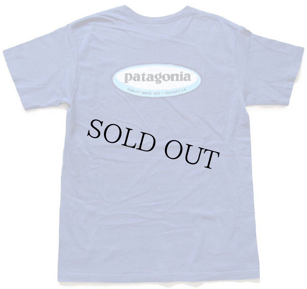 画像1: 90s USA製 patagoniaパタゴニア Beneficial T's オーバルロゴ オーガニックコットンTシャツ 青 S (1)