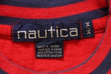 画像4: 90s nauticaノーティカ 太ボーダー コットン ポケットTシャツ 赤×白 M (4)