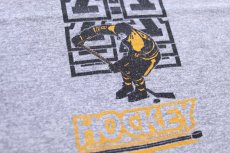 画像4: 90s USA製 Army HOCKEY ひび割れプリント コットン×レーヨン Tシャツ 杢グレー M (4)