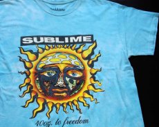 画像1: SUBLIME 40oz. To Freedom ムラ染め コットン バンドTシャツ 水色 L (1)