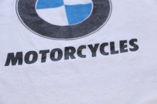 画像5: 80s BMW MOTORCYCLES ビッグロゴ リンガーTシャツ 白×紺 (5)