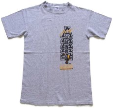 画像2: 90s USA製 Army HOCKEY ひび割れプリント コットン×レーヨン Tシャツ 杢グレー M (2)