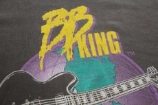 画像4: 90s USA製 BB KING OF THE BLUES WORLDWIDE ギター 地球 コットン ツアーTシャツ 黒 フェード XL (4)