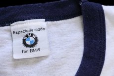 画像4: 80s BMW MOTORCYCLES ビッグロゴ リンガーTシャツ 白×紺 (4)