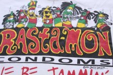 画像4: 90 USA製 RASta-MON CONDOMS ラスタ ガンジャ コンドーム コットンTシャツ 白 L (4)