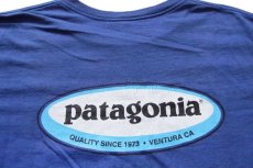 画像4: 90s USA製 patagoniaパタゴニア Beneficial T's オーバルロゴ オーガニックコットンTシャツ 青 S (4)