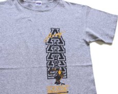 画像1: 90s USA製 Army HOCKEY ひび割れプリント コットン×レーヨン Tシャツ 杢グレー M (1)