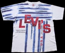 画像2: 90s イタリア製 Levi'sリーバイス オールオーバープリント コットンTシャツ 白 XL★ユーロ (2)