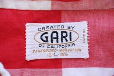 画像4: 60s GARI of CALIFORNIA ブロックチェック 三点留め ボタンダウン 半袖 コットンシャツ 赤×白 L (4)