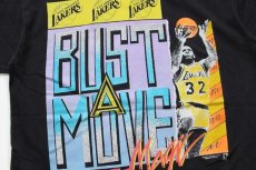 画像5: 90s NBA LOS ANGELES LAKERS レイカーズ Magic Johnson マジック ジョンソン BUST A MOVE コットンTシャツ 黒 L (5)