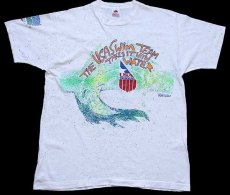 画像2: 90s USA製 THE USA SWIM TEAM ATLANTIC DESIGN SPEEDO 全面 スプラッシュ ペイント アート コットンTシャツ 白 XL (2)