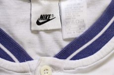 画像5: 90s NIKEナイキ TENNIS APPAREL SUPREME COURT ツートン ヘンリーネック コットン ラグランTシャツ 白×薄紫 M (5)