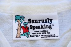 画像4: 80s USA製 Saurusly Speaking Partyasaurus 恐竜 ビール Vネック コットンTシャツ 白 (4)