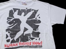 画像1: 80s USA製 Reebokリーボック HUMAN RIGHTS NOW! WORLD TOUR 1988 世界人権宣言 アート 両面プリント Tシャツ ライトグレー (1)