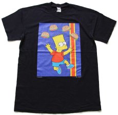 画像2: 00s The Simpsons シンプソンズ バート ハンバーガー コットンTシャツ 黒 L (2)