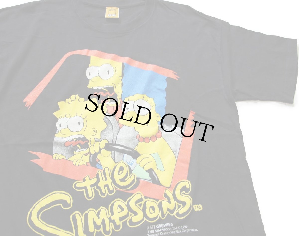 画像1: 90s The Simpsons シンプソンズ ホーマー マージ リサ コットンTシャツ 黒★B (1)