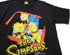 画像1: 90s The Simpsons シンプソンズ ホーマー マージ リサ コットンTシャツ 黒★B (1)