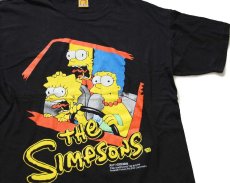 画像1: 90s The Simpsons シンプソンズ ホーマー マージ リサ コットンTシャツ 黒 XL★A (1)