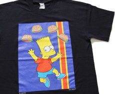 画像1: 00s The Simpsons シンプソンズ バート ハンバーガー コットンTシャツ 黒 L (1)